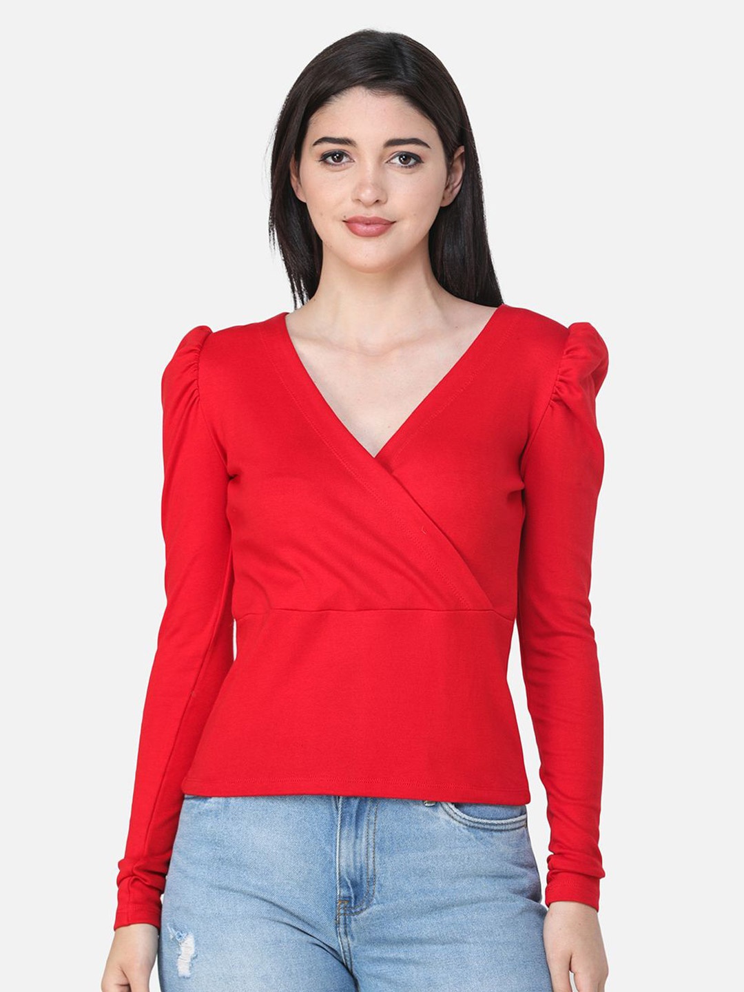 

BAESD Women V-Neck Wrap Top, Red