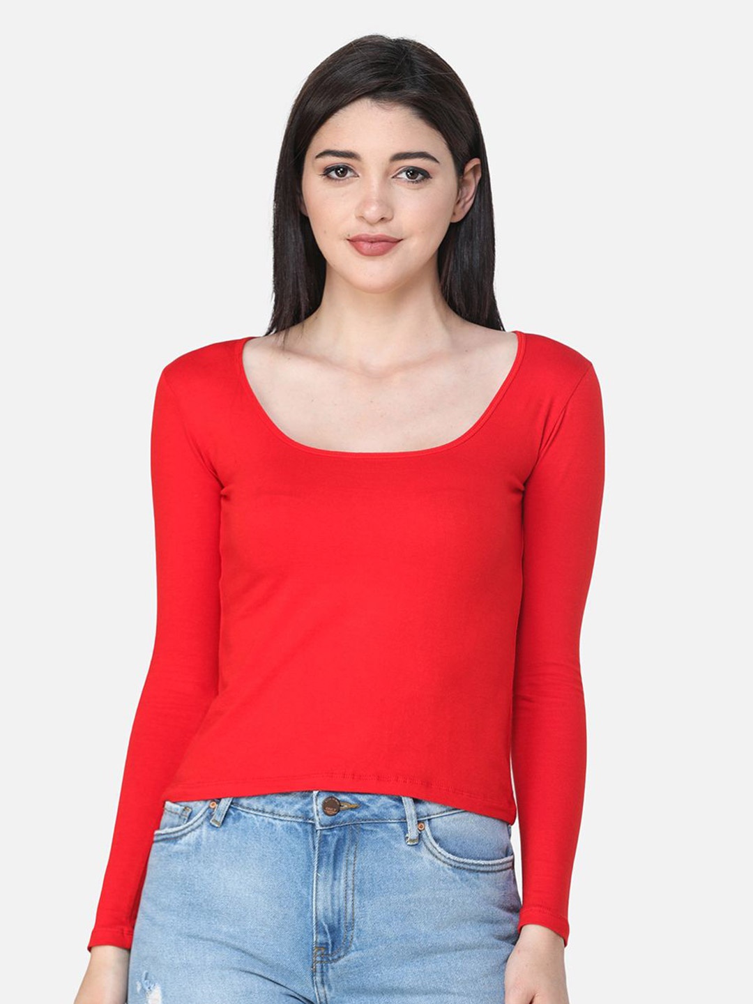 

BAESD Women Scoop Neck Top, Red