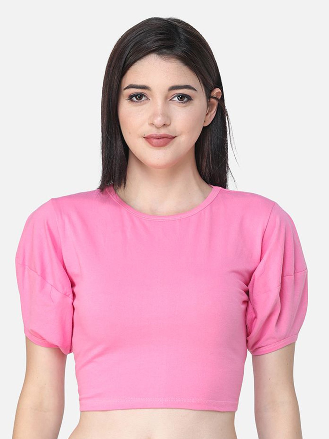 

BAESD Women Round Neck Fitted Crop Top, Pink