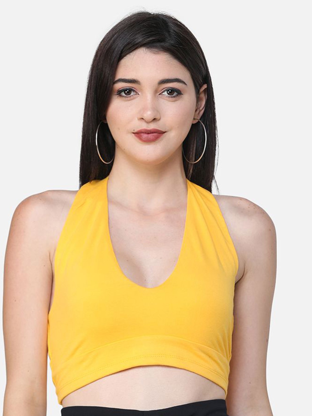 

BAESD Women Halter Neck Tank Crop Top, Yellow