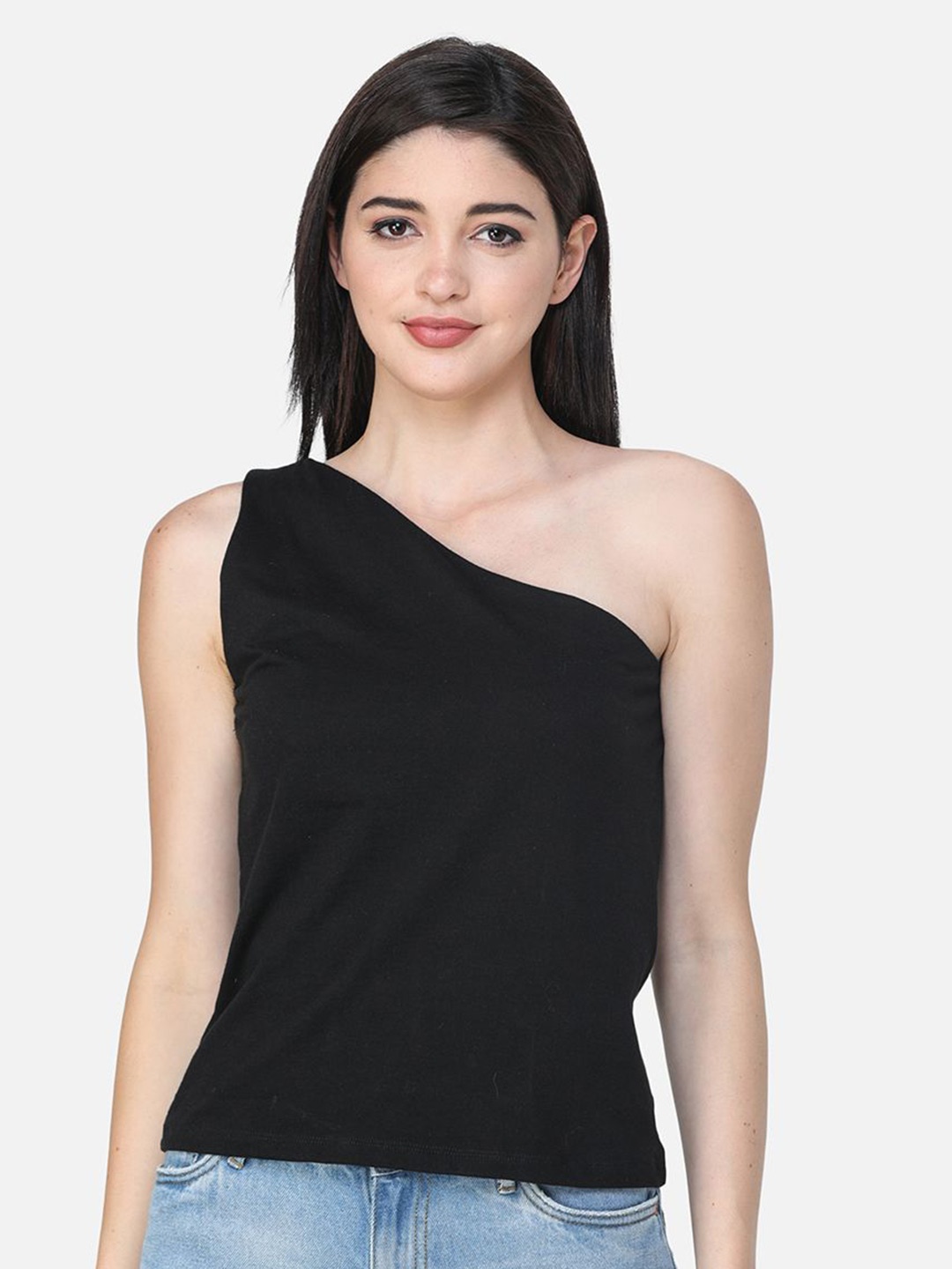 BAESD Women One Shoulder Top, Black