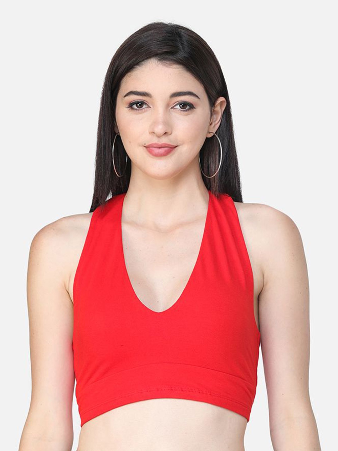

BAESD Women Halter Neck Bralette Crop Top, Red