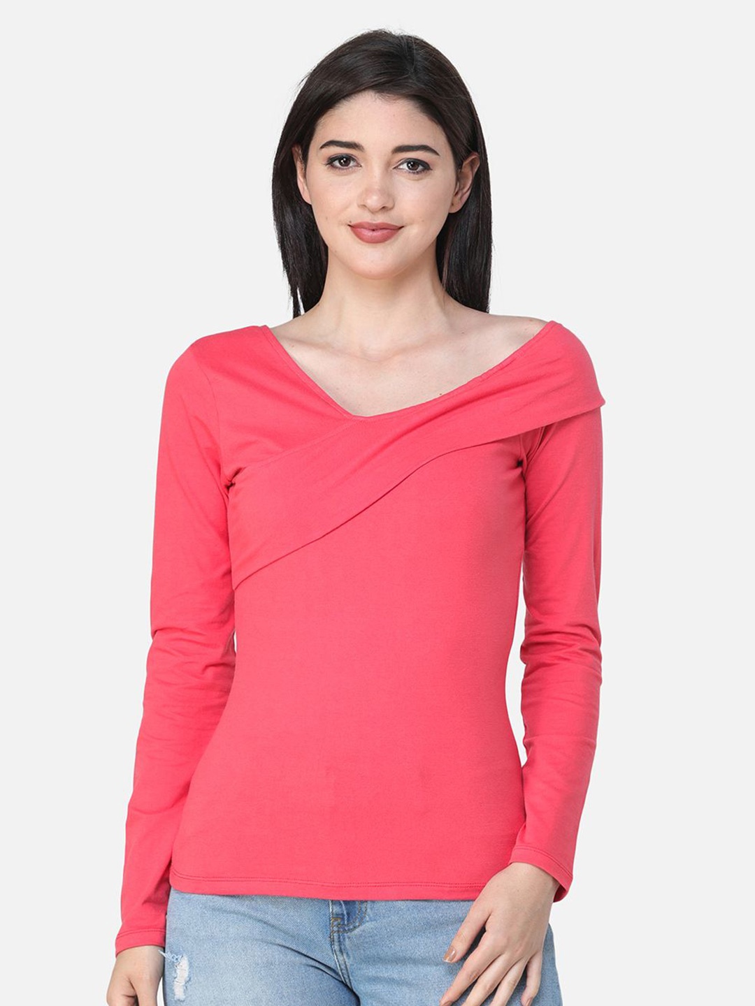 BAESD Women V-Neck Top, Coral