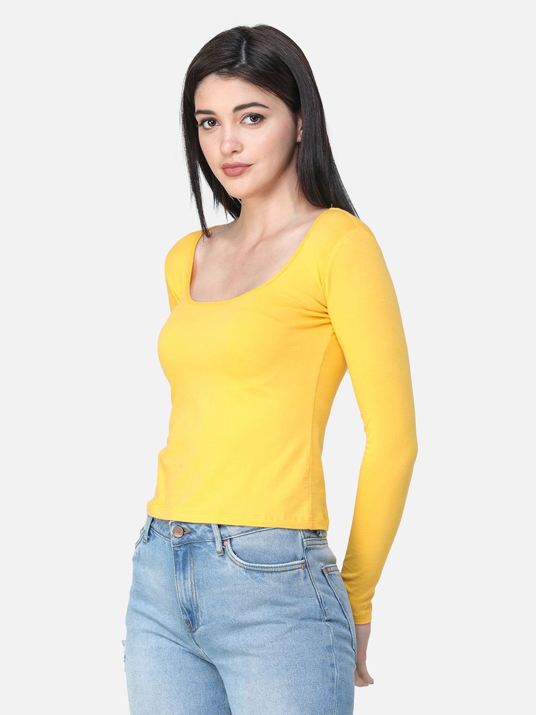 

BAESD Women Cotton Scoop Neck Top, Yellow