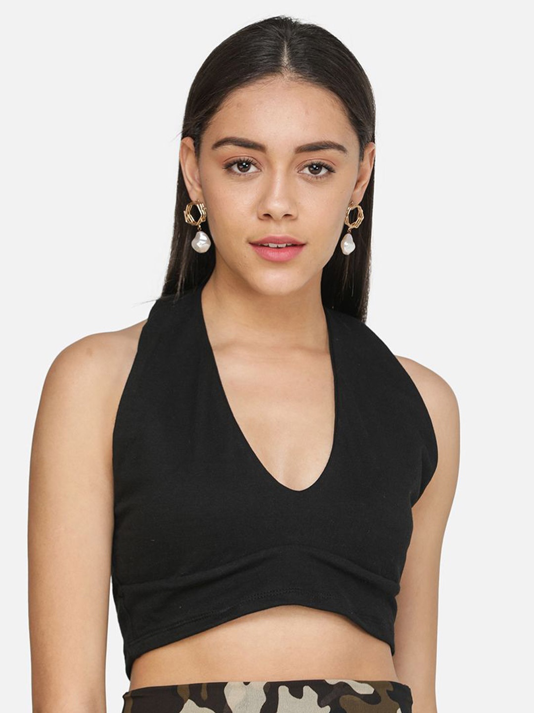 

BAESD Women Halter Neck Bralette Crop Top, Black