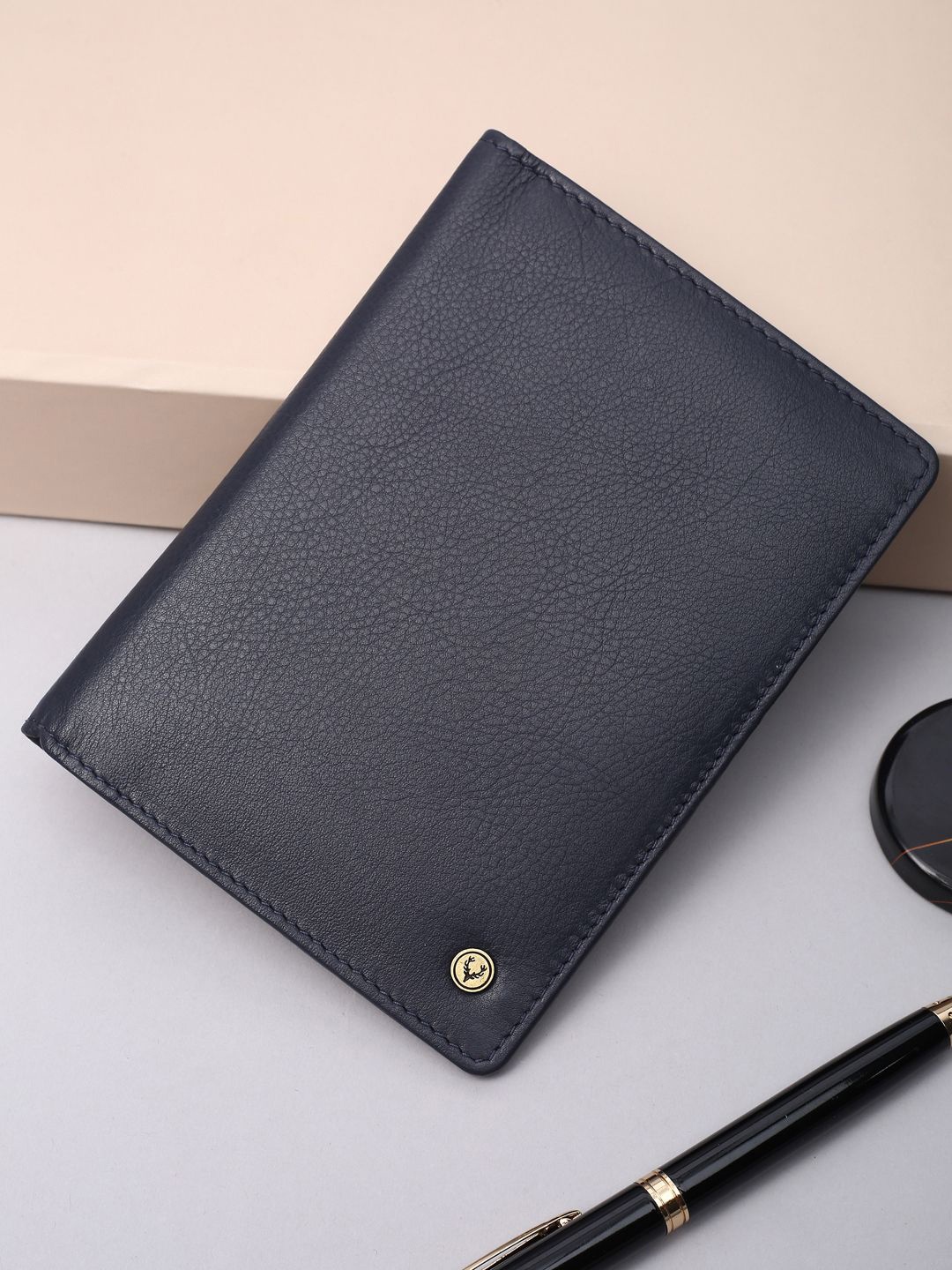 

Allen Solly Men Leather Two Fold Wallet, Navy blue