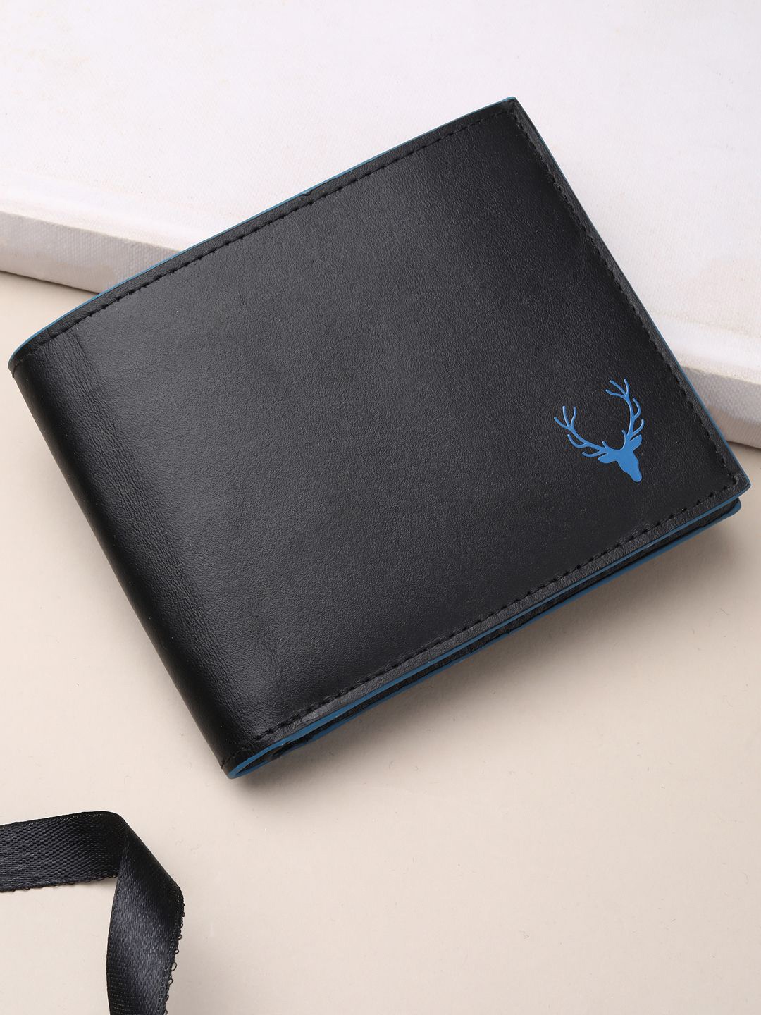 

Allen Solly Men Printed Leather Two Fold Wallet, Black