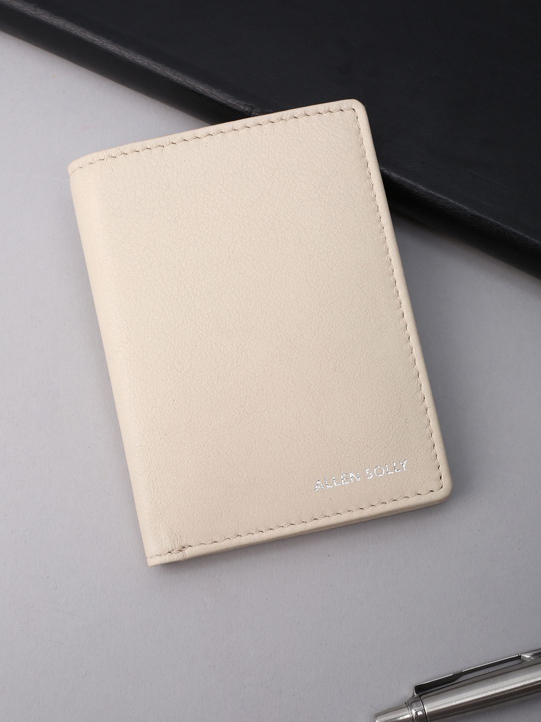 

Allen Solly Men Leather Two Fold Wallet, Beige