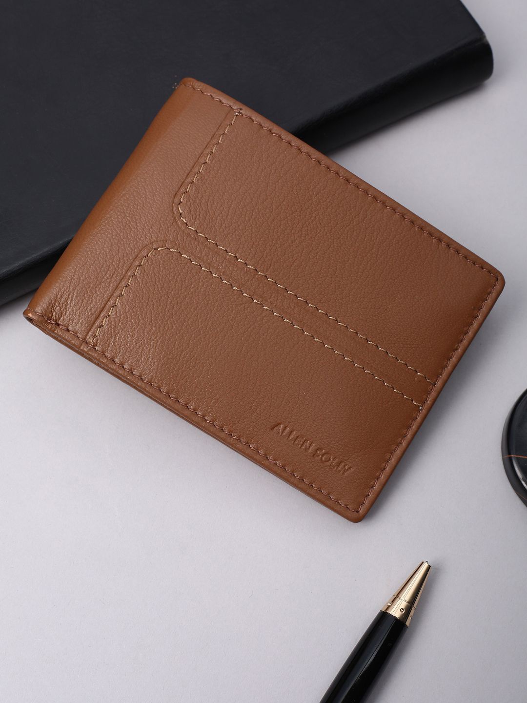 

Allen Solly Men Leather Two Fold Wallet, Brown