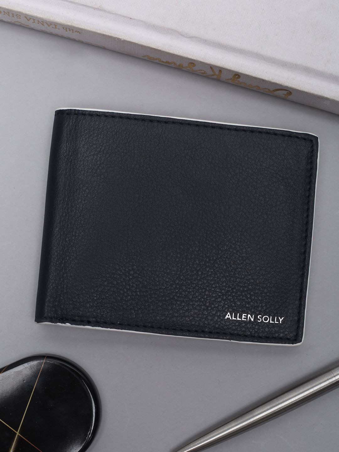 

Allen Solly Men Animal Textured Leather Two Fold Short Wallet, Black