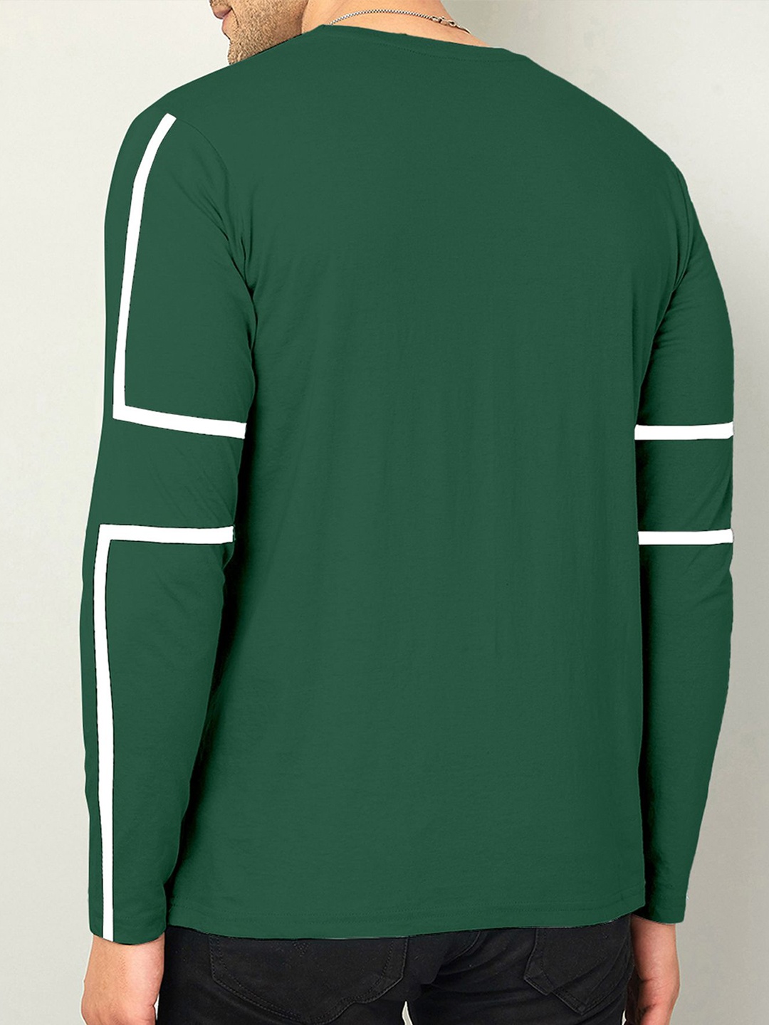 AUSK Men Striped Round Neck Cotton T-shirt, Green