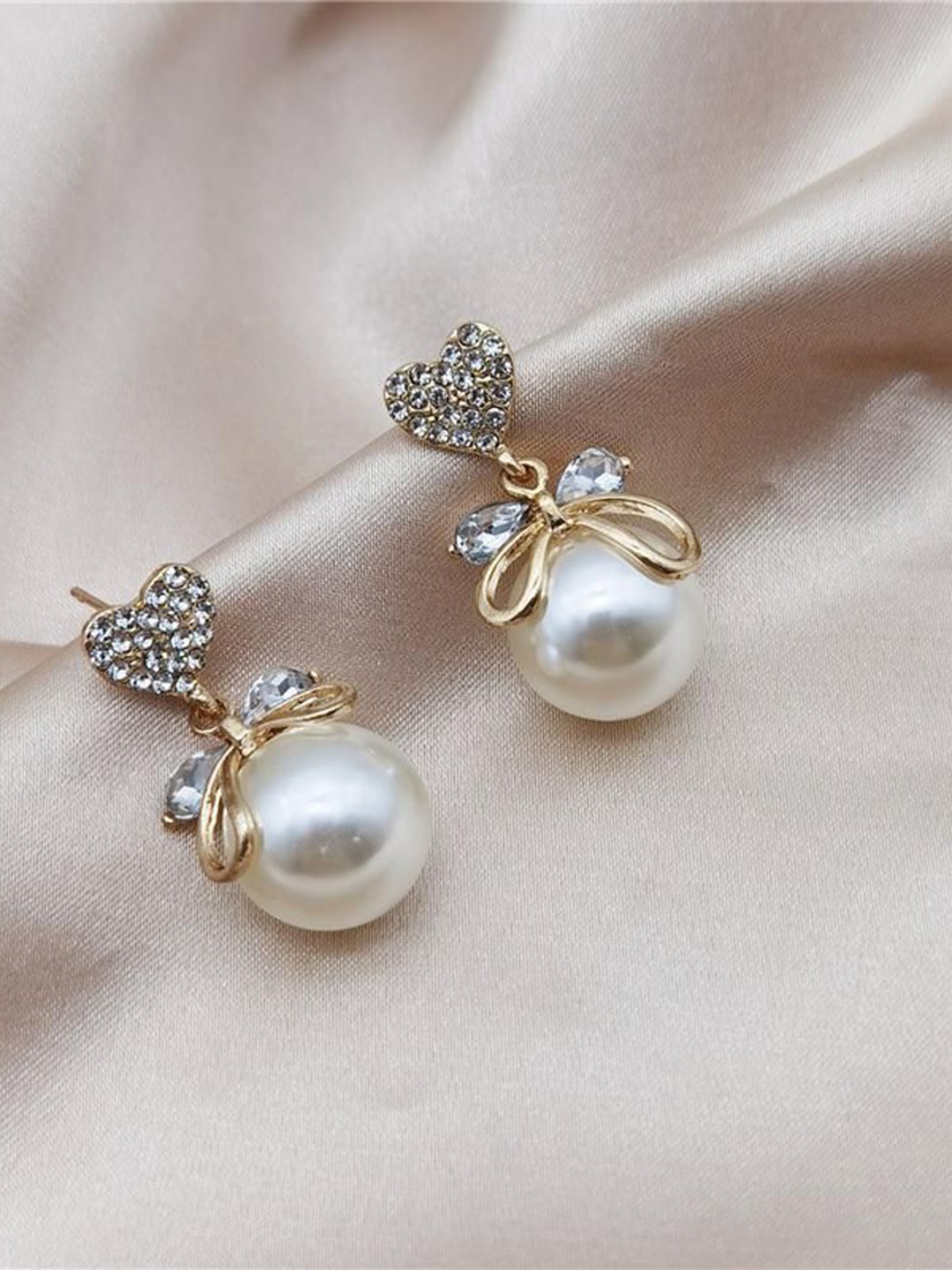 

Celestique Set Of 2 Gold-Plated Stone Studded Contemporary Drop Earrings
