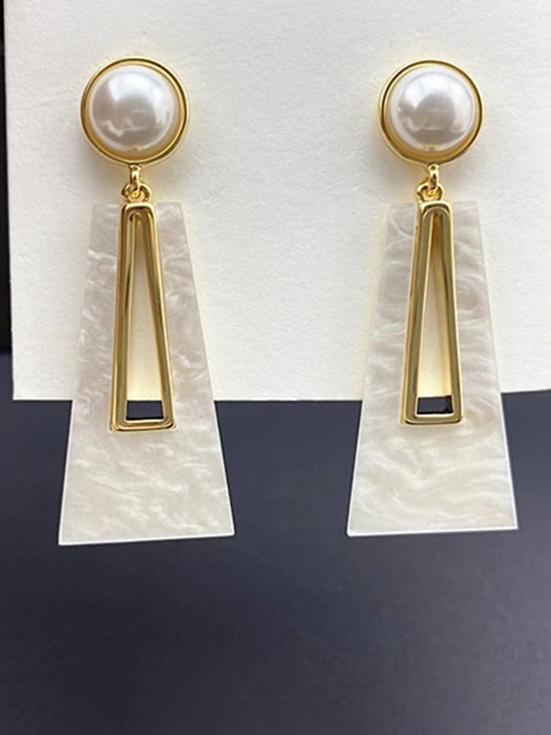 

Celestique Gold-Plated Contemporary Drop Earrings