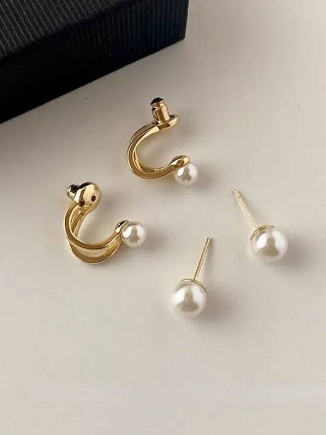 

Celestique Pearls Double Sided Contemporary Studs, Gold
