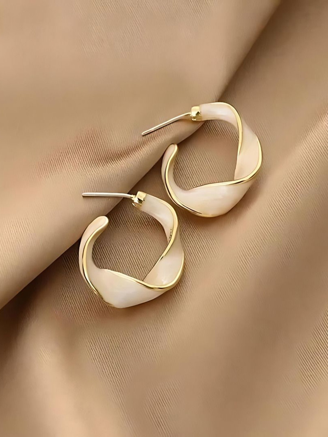 Celestique Contemporary Hoop Earrings, White