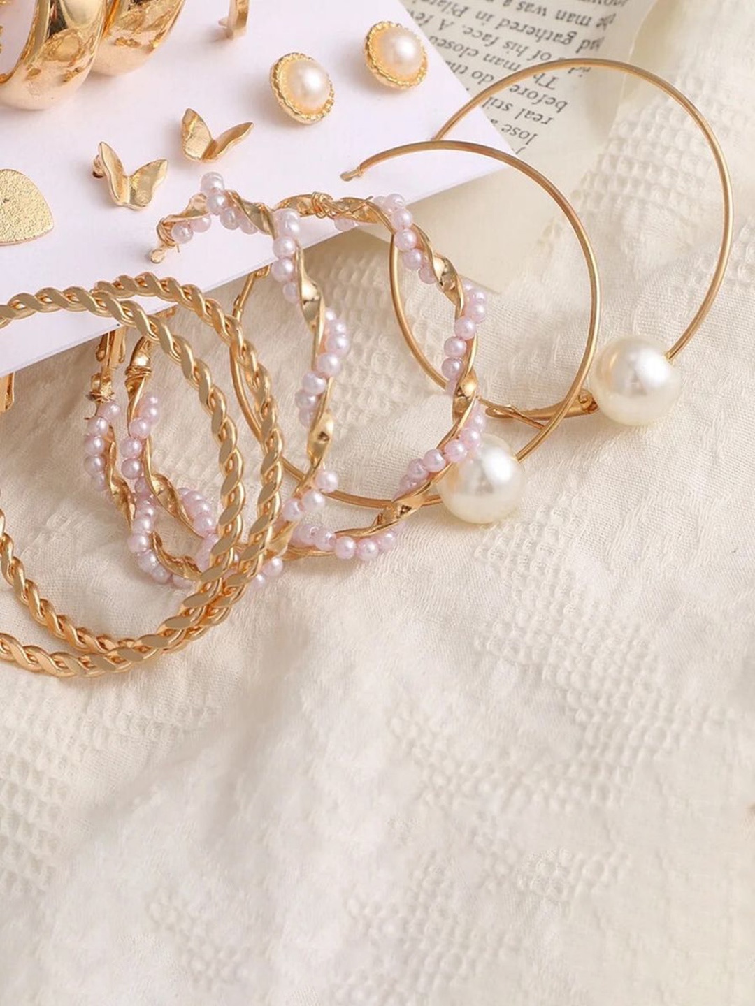 

Celestique Pack Of 18 Gold Plated Contemporary Hoop Earrings