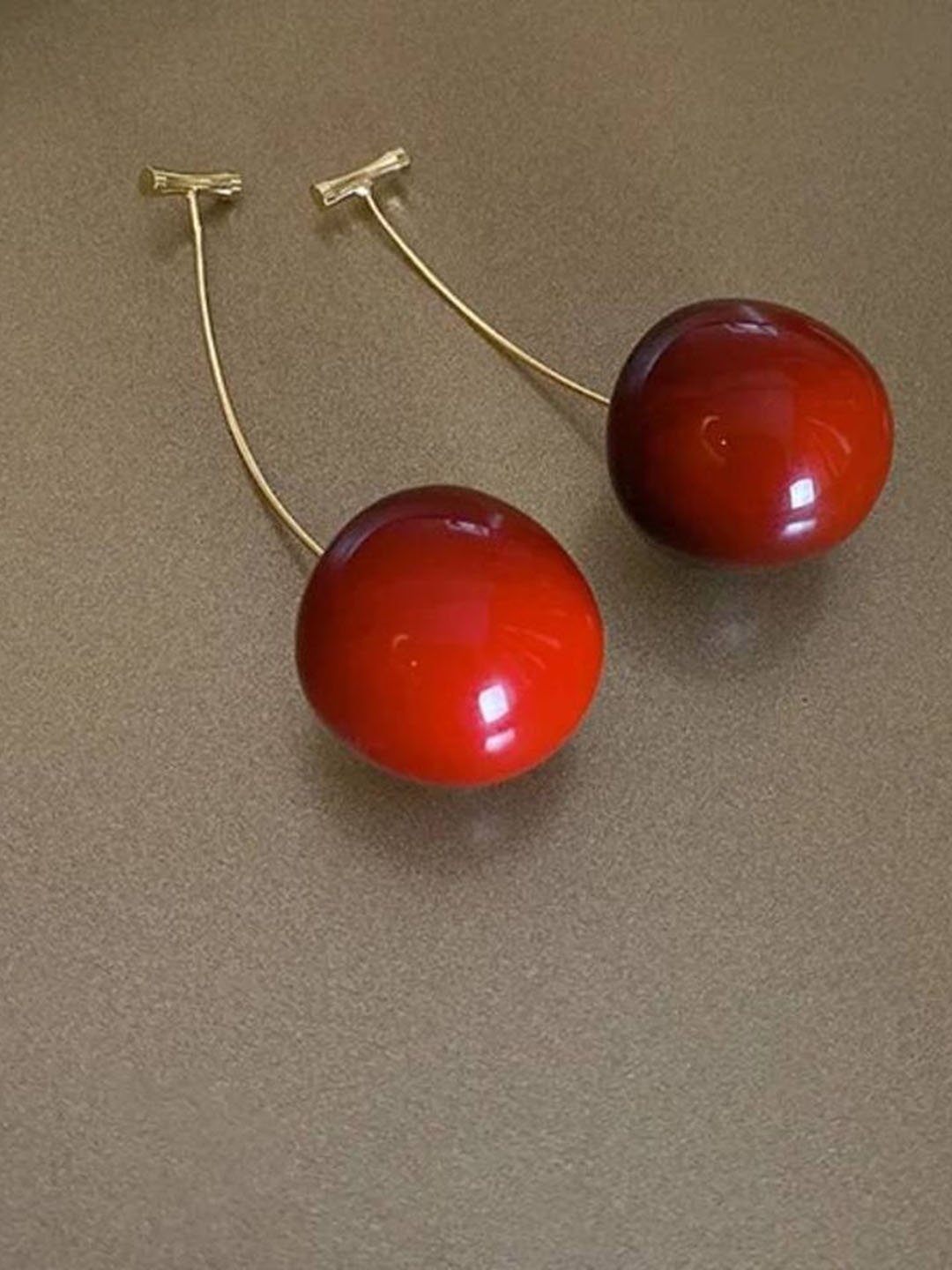 

Celestique Gold-Plated Cherry Design Korean Acrylic Drop Earrings