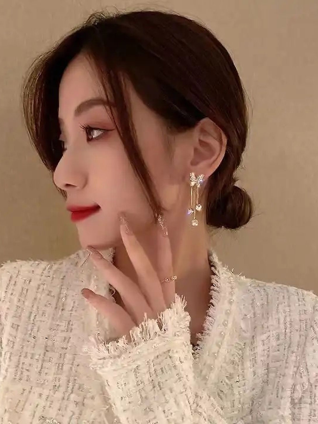 Celestique Gold-Plated Butterfly Contemporary Zircon Drop Earrings