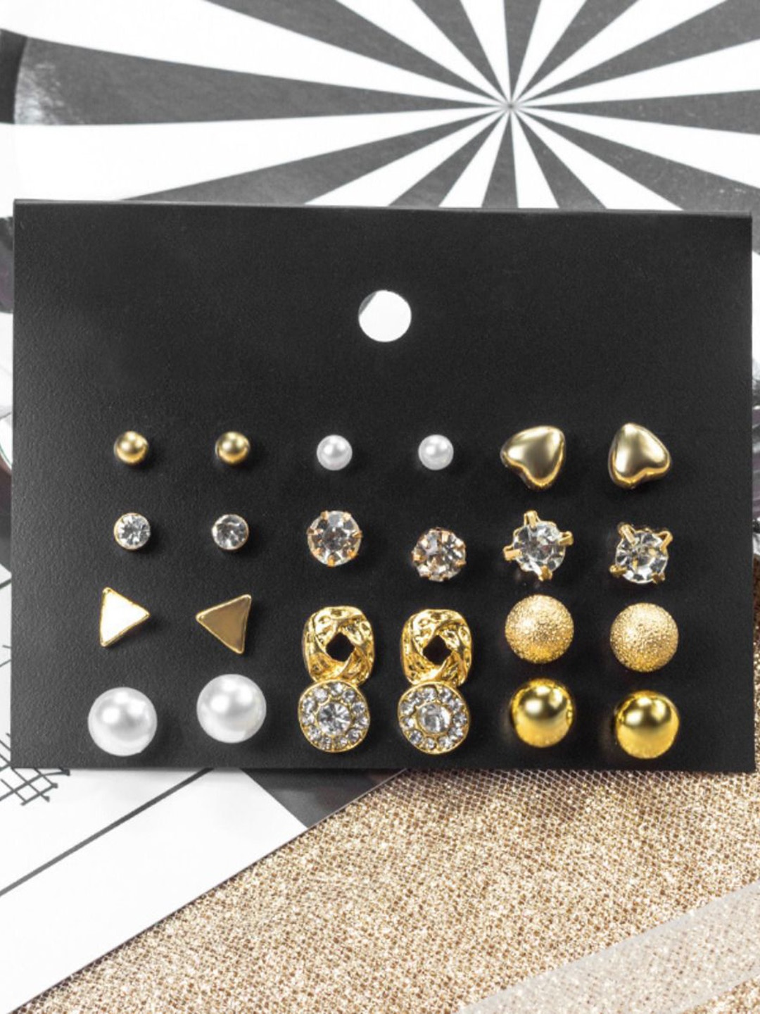 Celestique Set Of 12 Gold-Plated Contemporary Studs