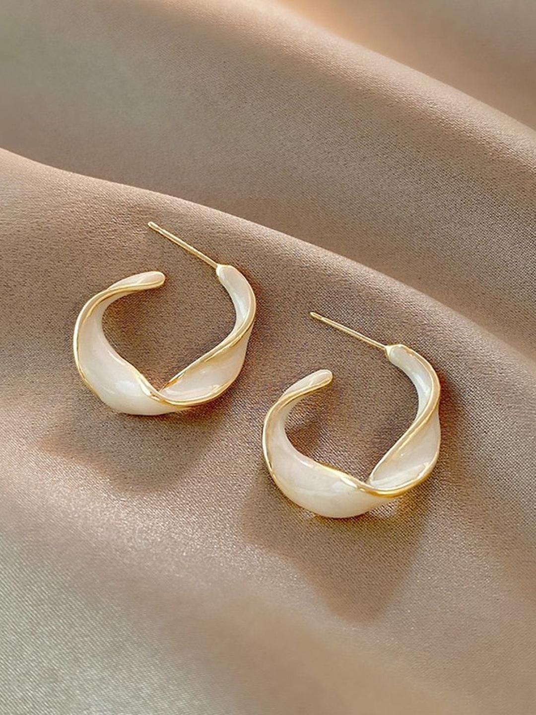 

Celestique Contemporary Hoop Earrings, White
