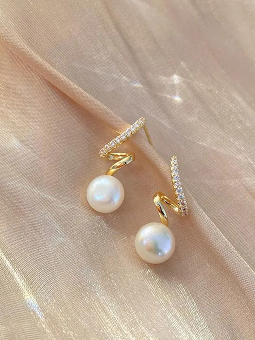 

Celestique Stone Studded Contemporary Studs, Gold