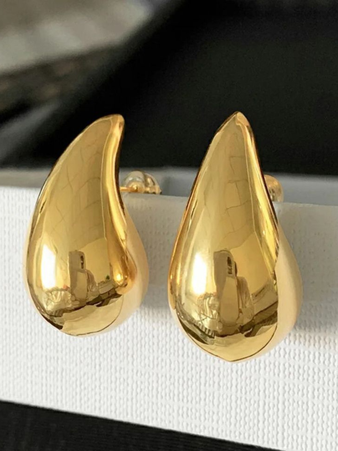 

Celestique Gold-Plated Teardrop Shaped Drop Earrings