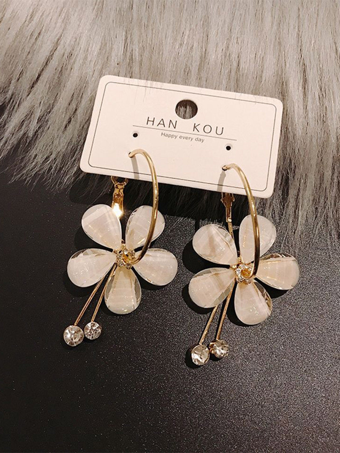 

Celestique Stone Studded Contemporary Drop Earrings, Gold