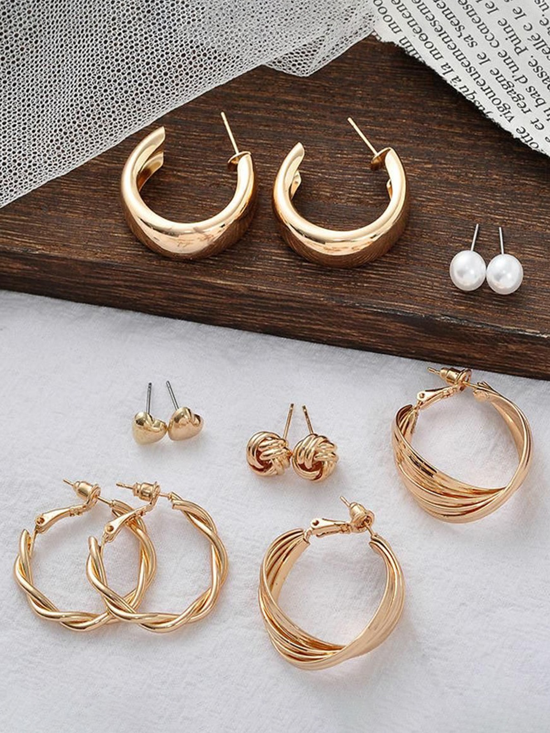

Celestique Set Of 6 Gold-Plated Contemporary Hoop Earrings