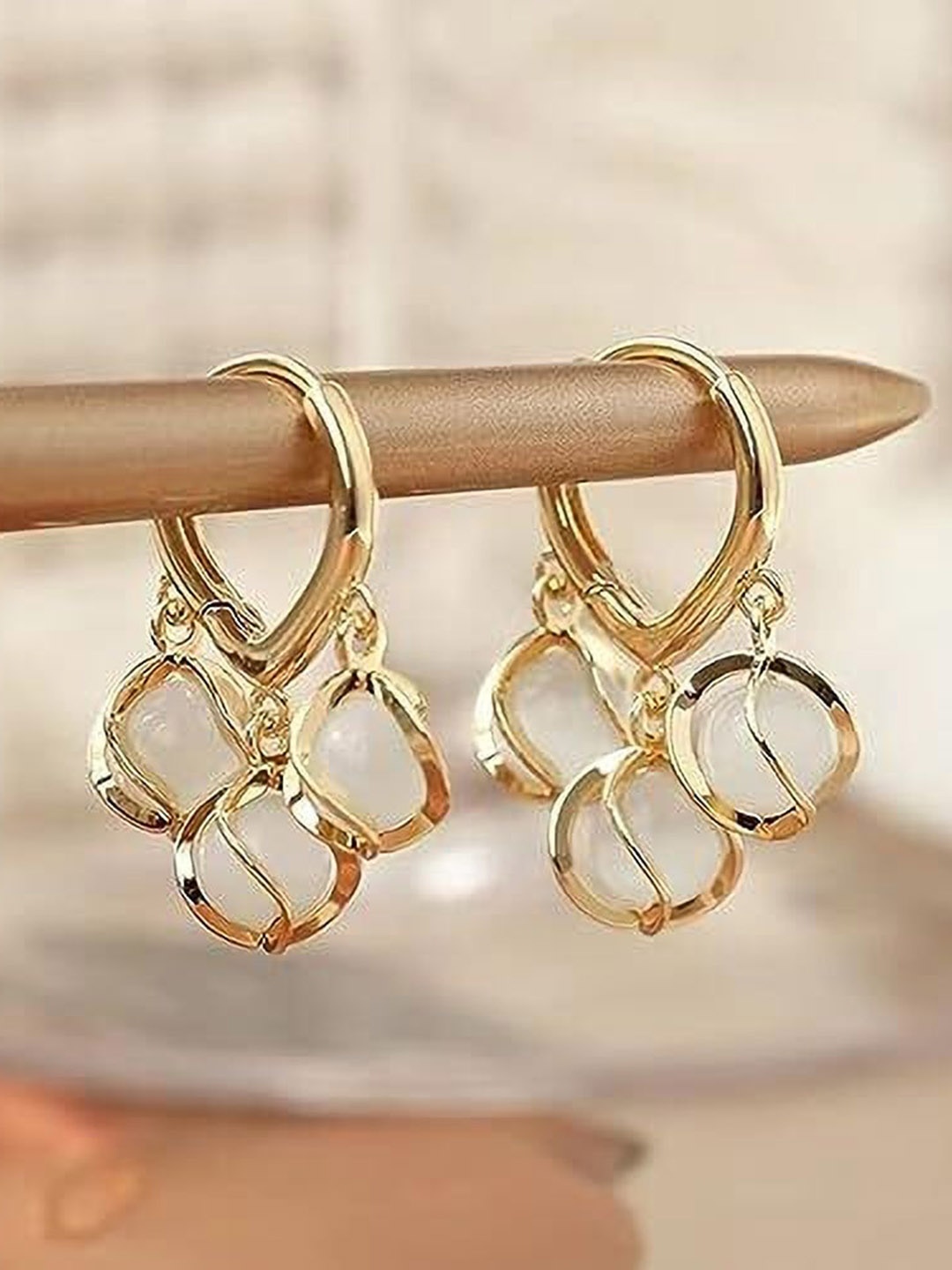 

Celestique Gold-Plated Contemporary Drop Earrings