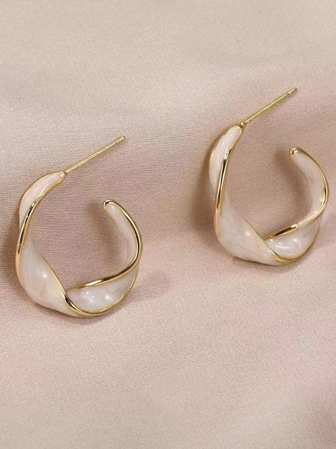

Celestique Contemporary Twisted Half Hoop Earrings, White