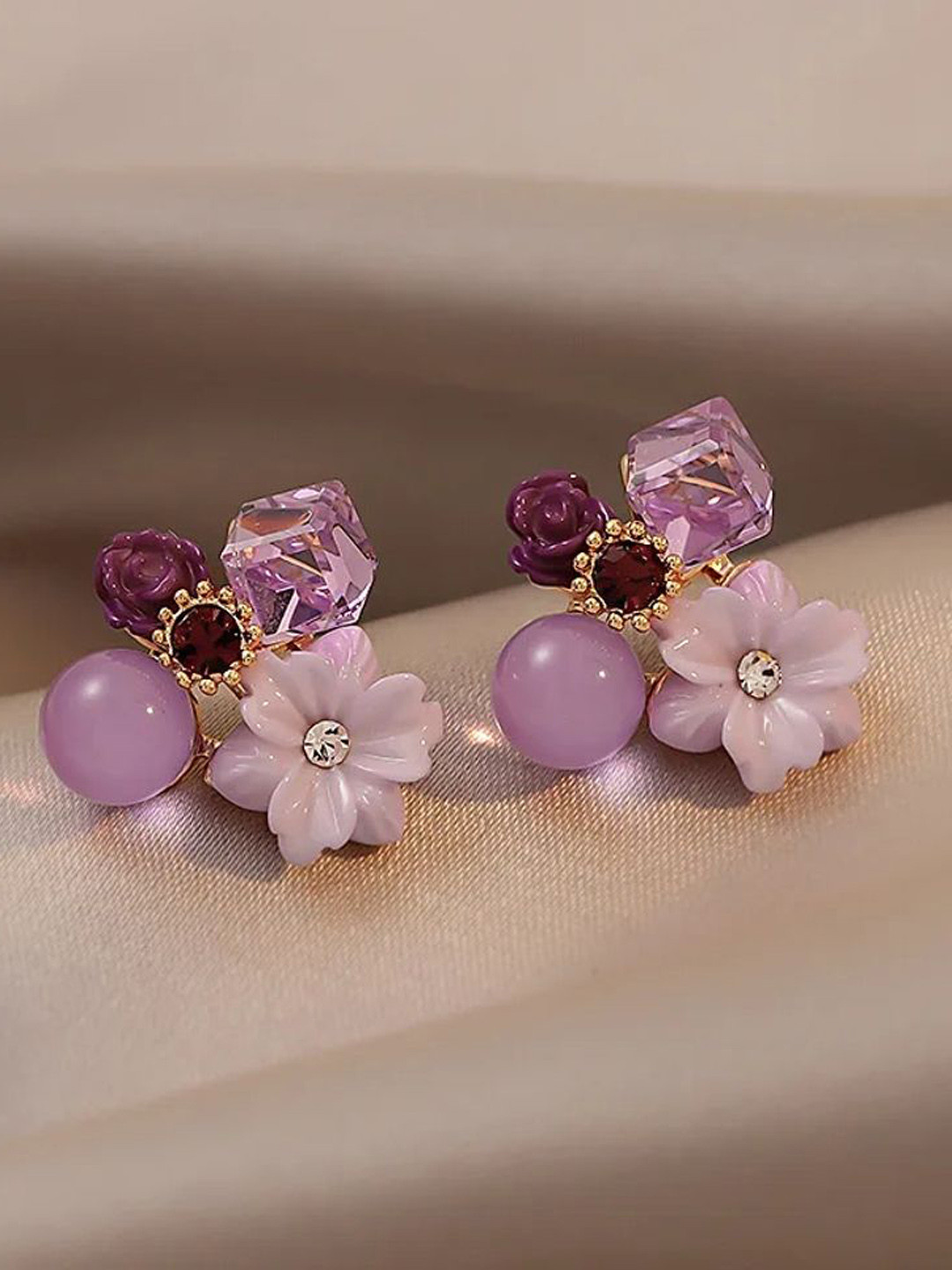 

Celestique Flral Shaped Studs, Purple