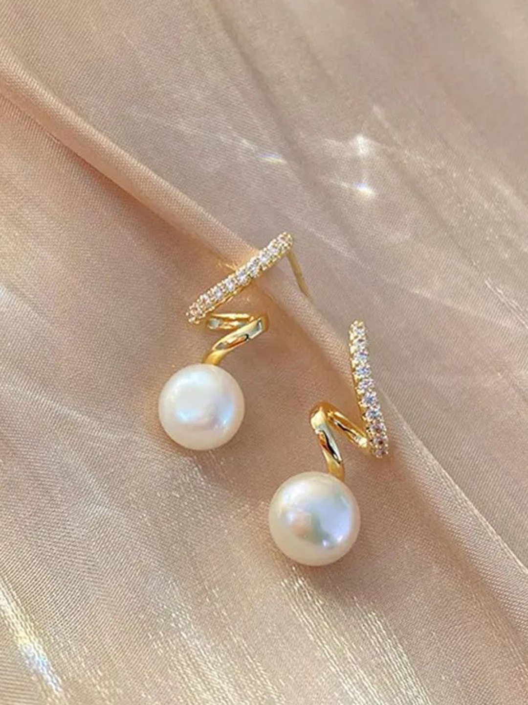 

Celestique Stone Studded Contemporary Drop Earrings, Gold