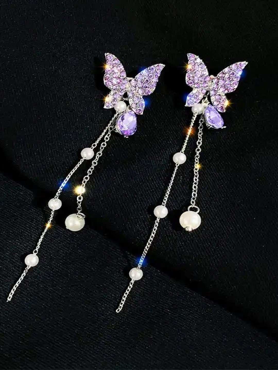 

Celestique Gold-Plated Zircon Studded Contemporary Drop Earrings