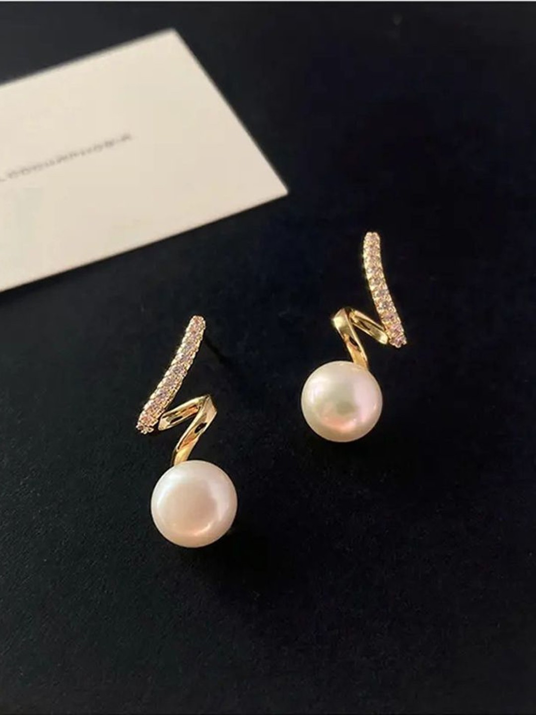 

Celestique Contemporary Pearls Drop Earrings, Gold