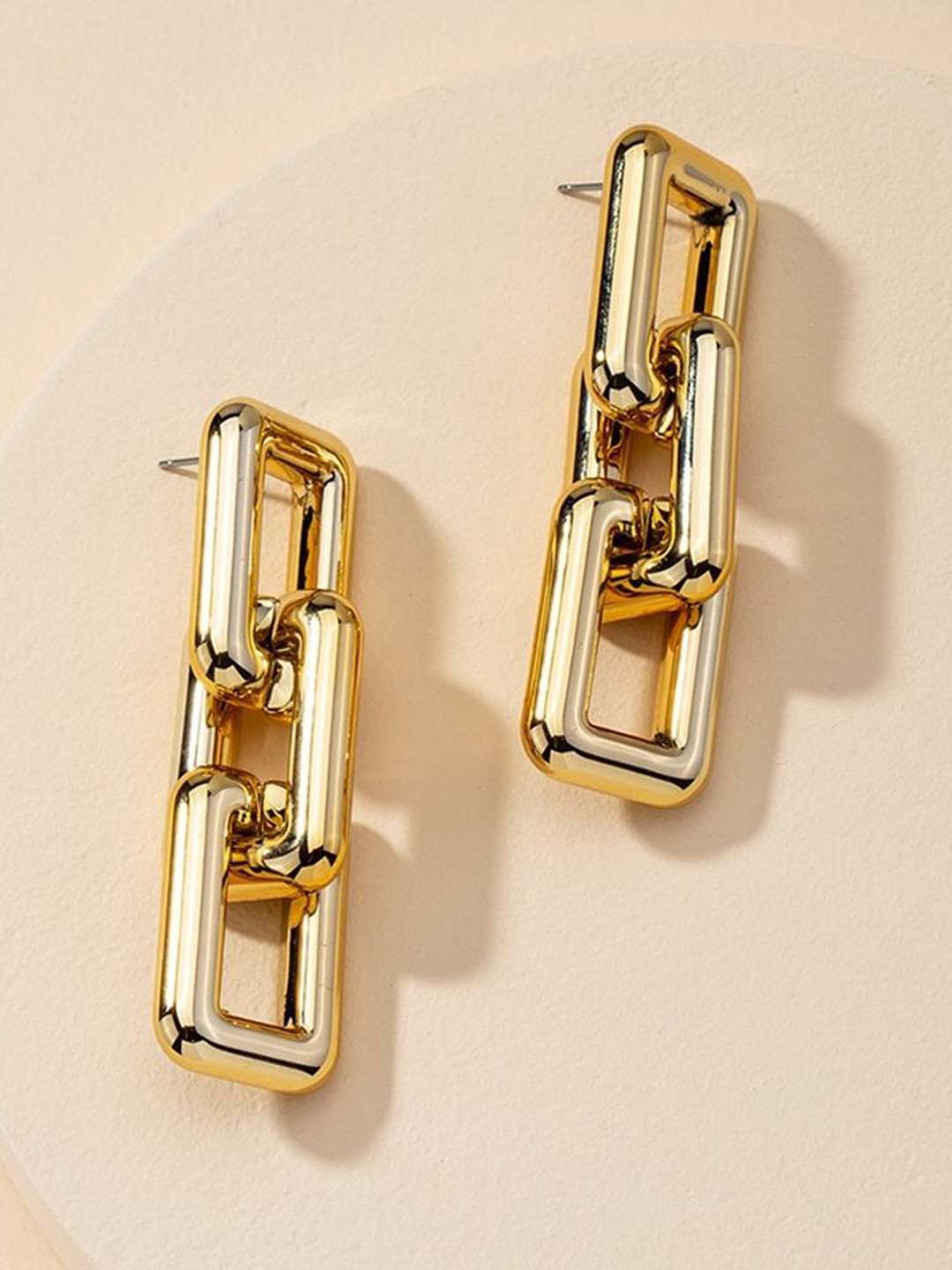 

Celestique Gold-Plated Contemporary Drop Earrings