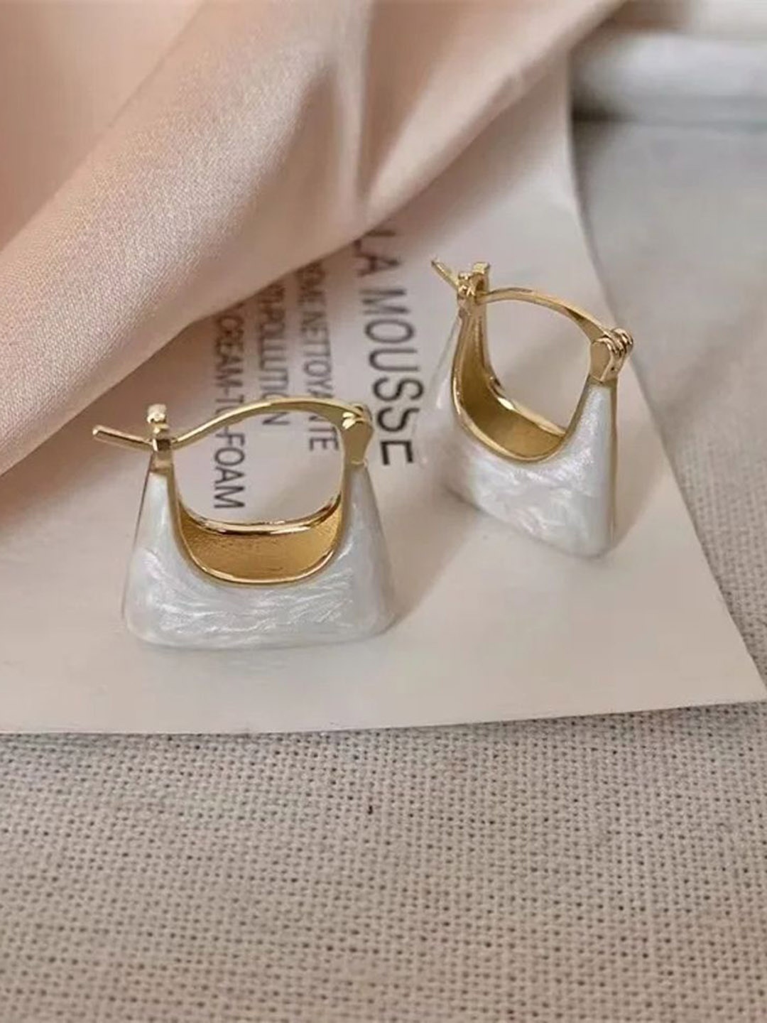 

Celestique Contemporary Hoop Earrings, White