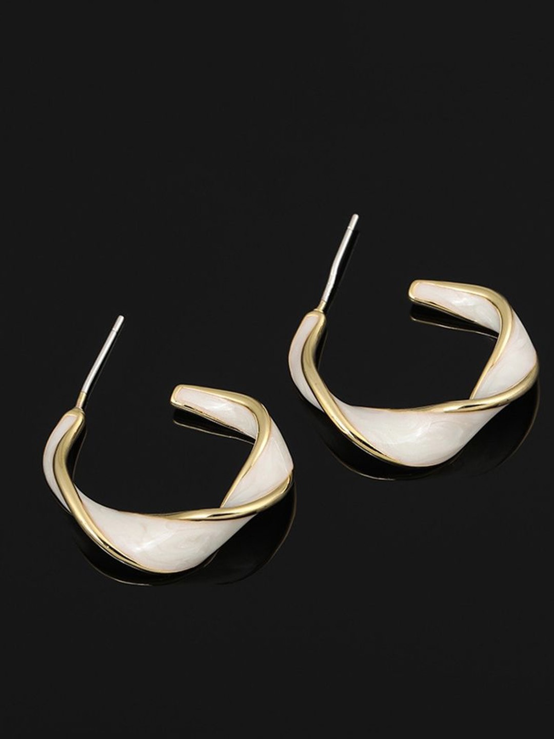 

Celestique Contemporary Hoop Earrings, White