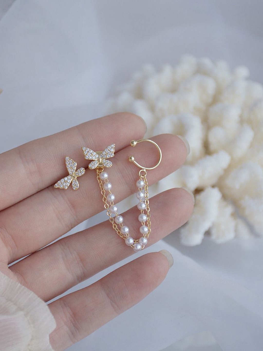 

Celestique Gold-Plated Contemporary Ear Cuff Earrings