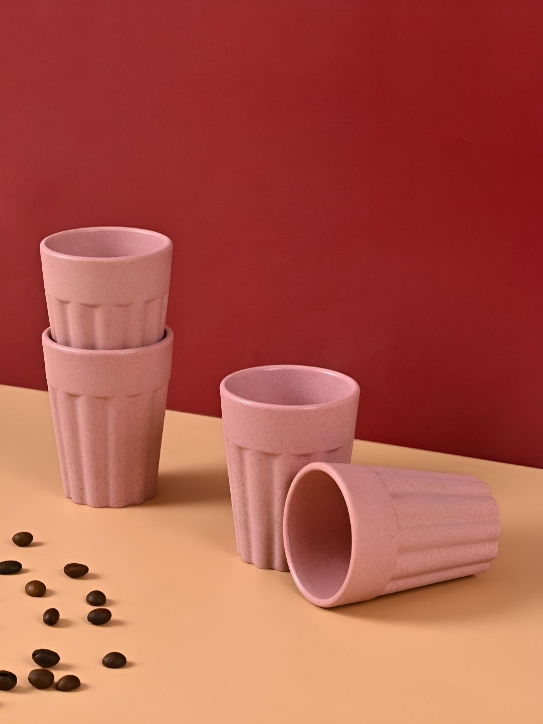 

Eha Pink 4 Pieces Textured Kulladhs Cups 100 ml each