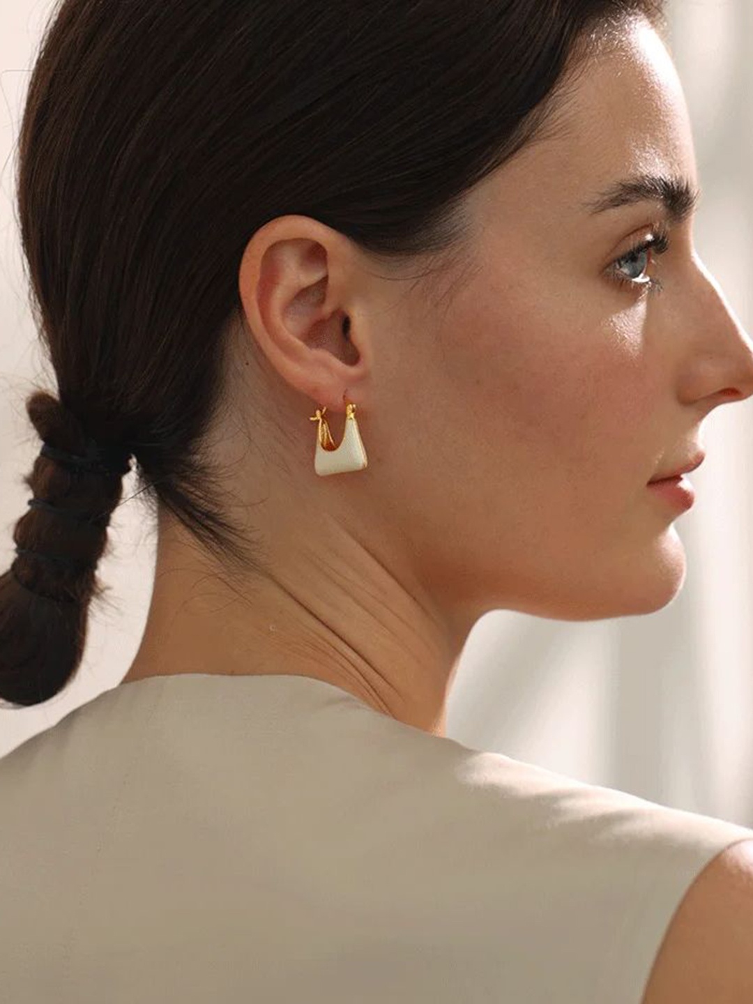 

Celestique Contemporary Hoop Earrings, White