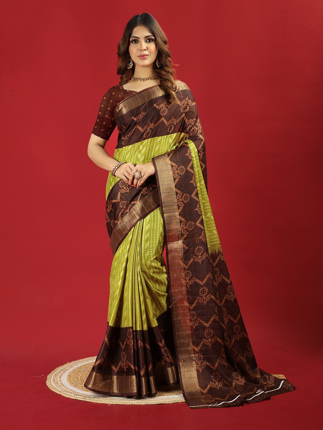 

NIRMAL CREATION Zari Saree, Green