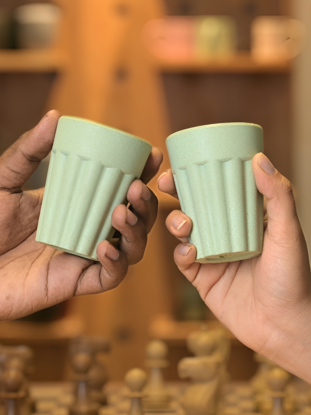 

eha Green 2 Pieces Textured Kulladhs Cups 100 ml each