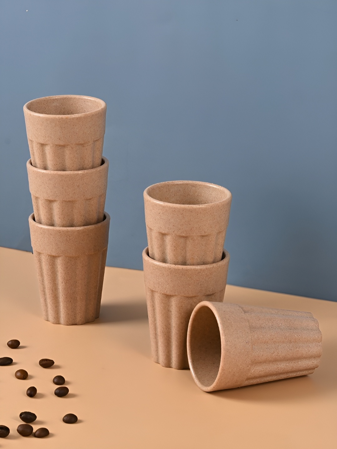 

eha Beige 6 Pieces Textured Kulladhs Cups 100 ml each
