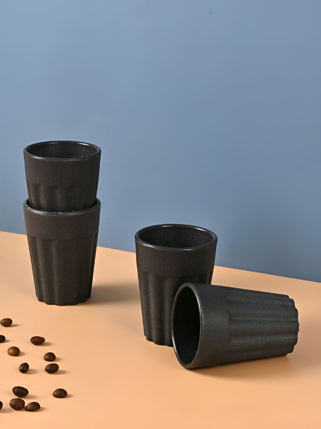 

Eha Grey 4 Pieces Textured Kulladhs Cups 100 ml each
