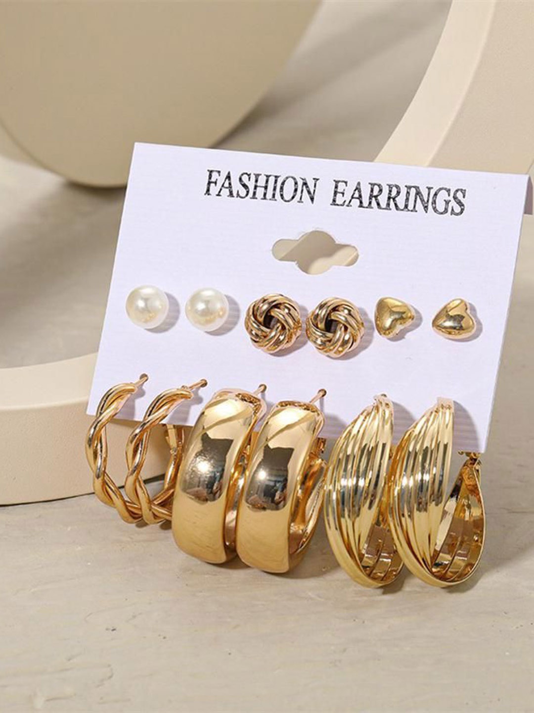 

Celestique Set Of 12 Gold-Plated Contemporary Hoop Earrings