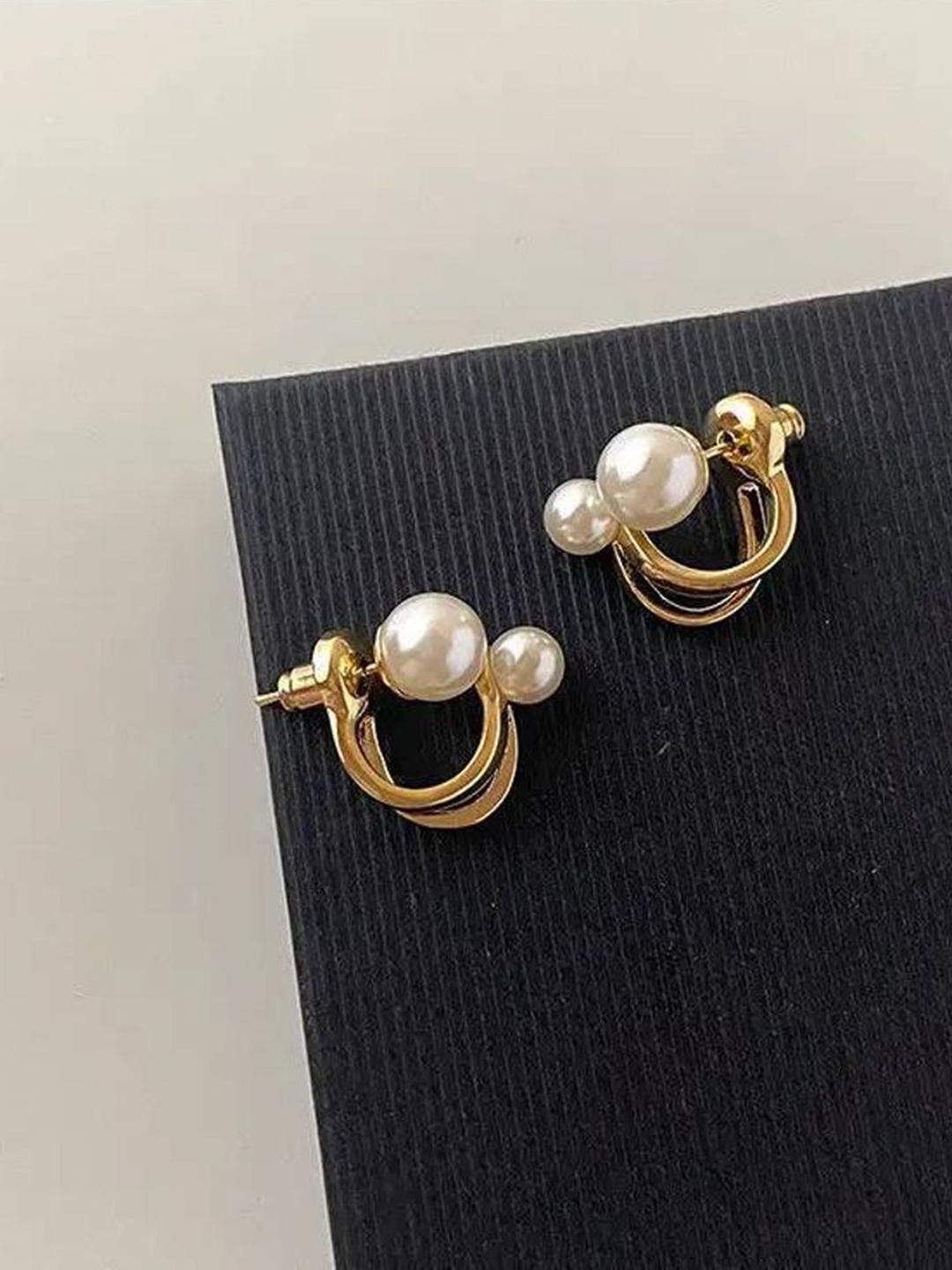 Celestique Pearls Contemporary Studs, Gold