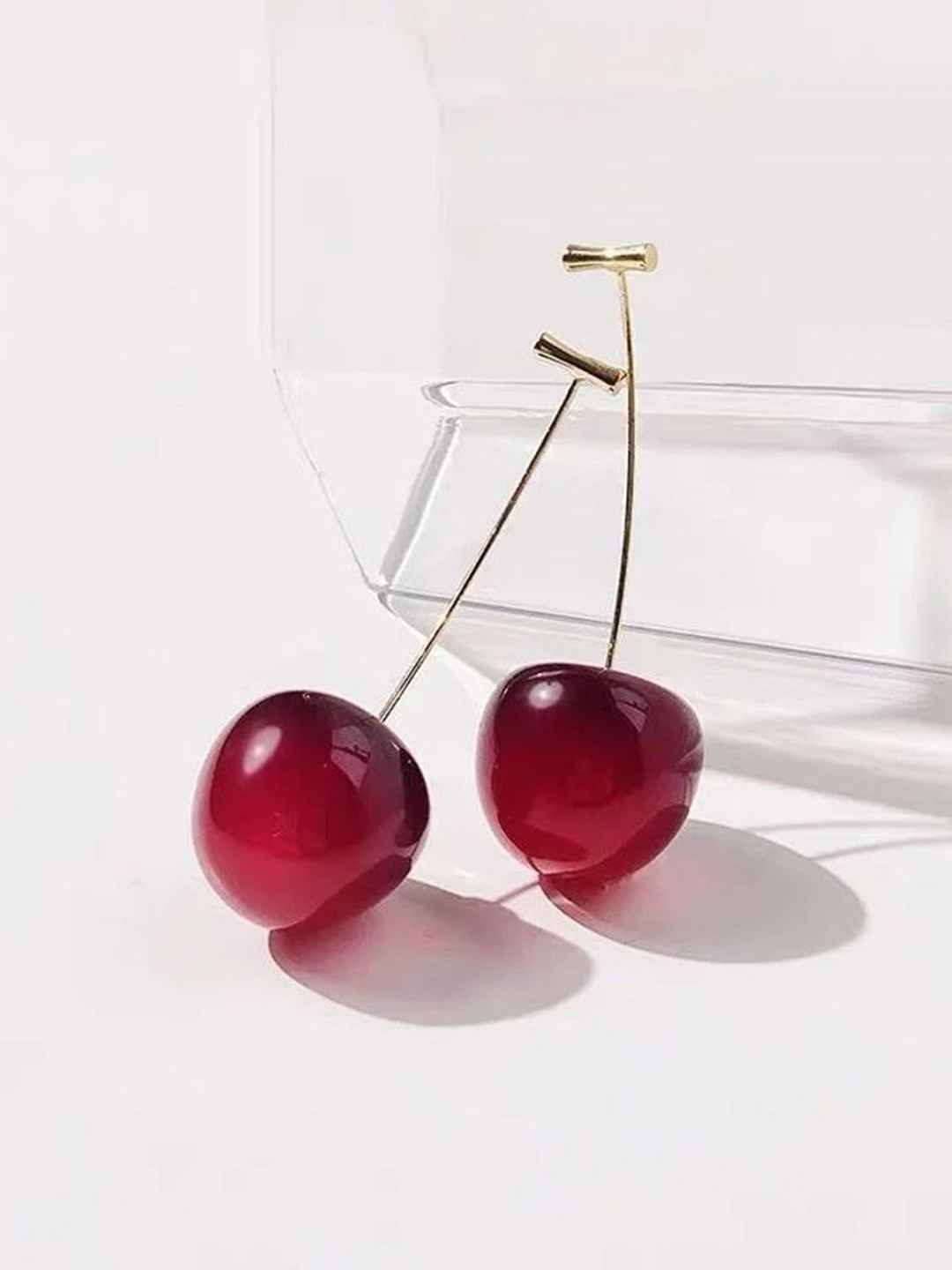 

Celestique Gold-Plated Cherry Design Korean Acrylic Drop Earrings