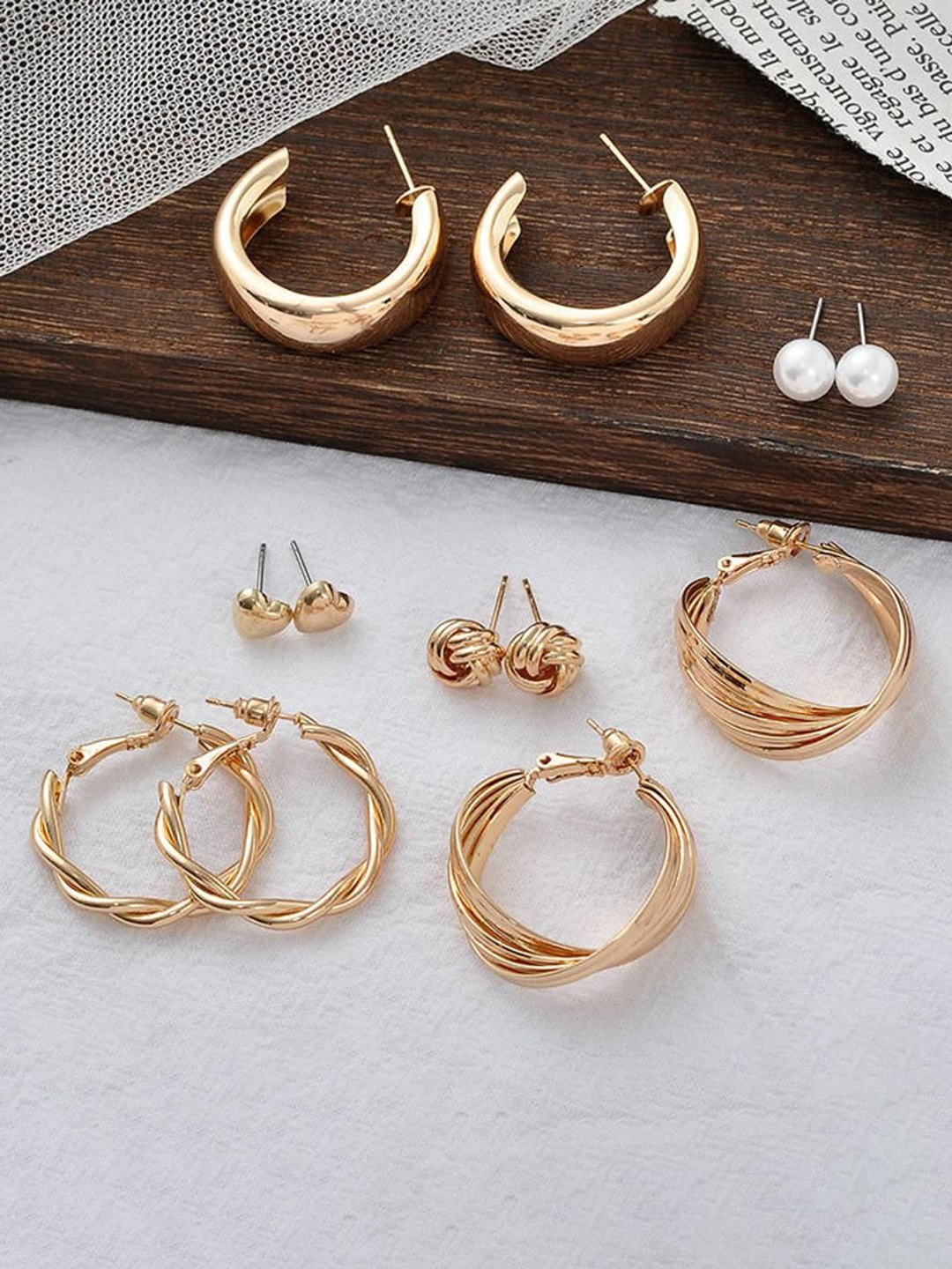 

Celestique Set Of 6 Gold-Plated Contemporary Hoop Earrings