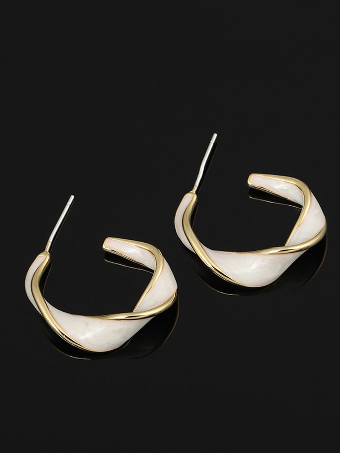 

Celestique Twisted Shaped Hoop Earrings, White
