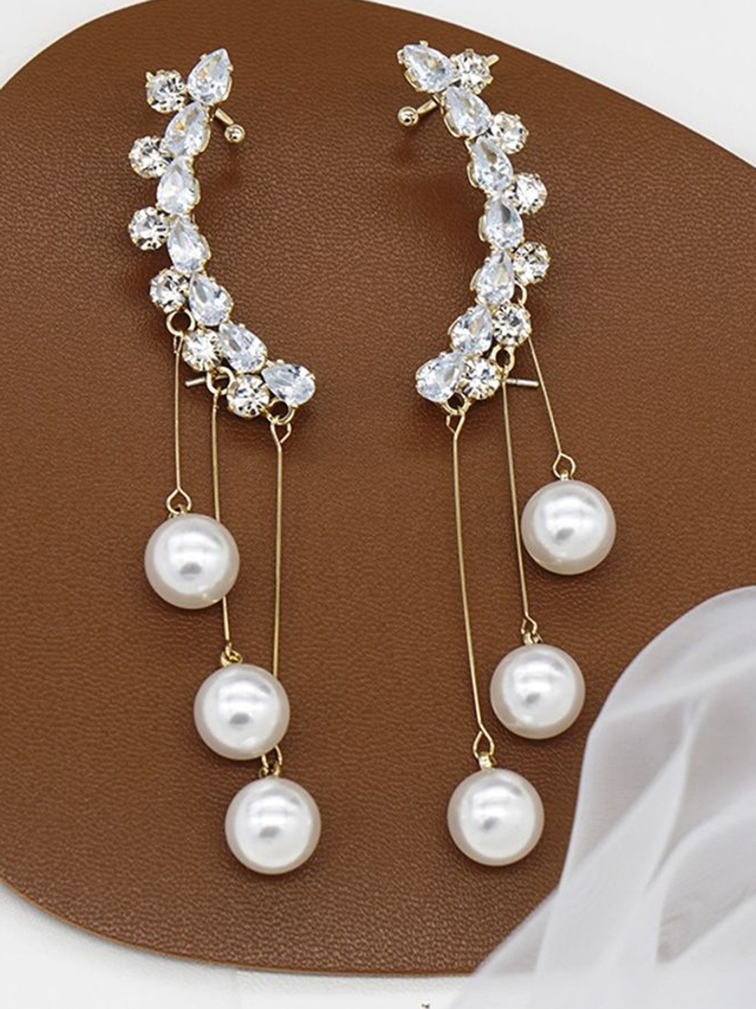 

Celestique Gold-Plated Contemporary Drop Earrings